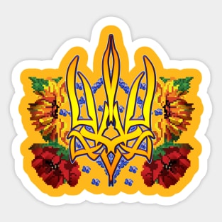 Trident with poppies Sticker